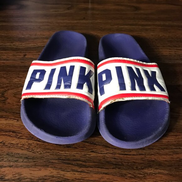 Victoria's Secret PINK red white and blue slides Women's Medium USED - Picture 2 of 5